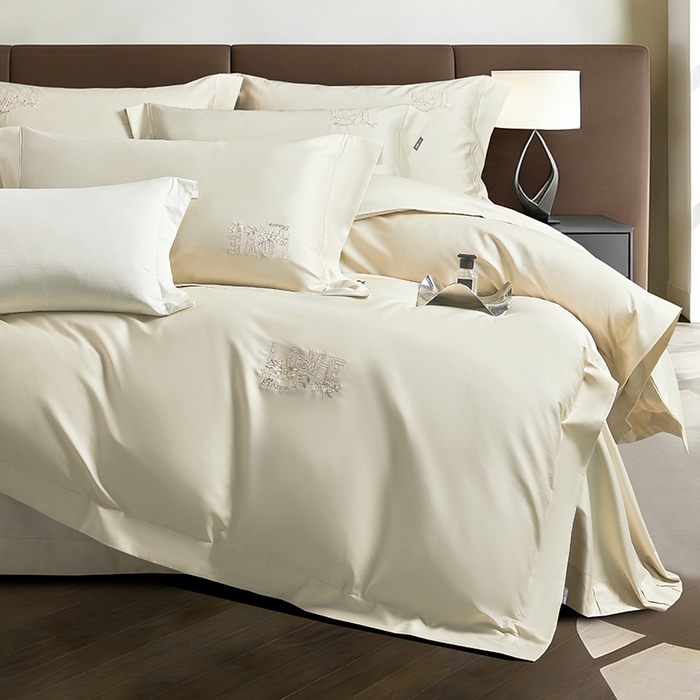 91家纺网 家纺一手货源 找家纺 （总）诗黛尔 2026春夏新款60S长绒棉刺绣雅姿系列四件套