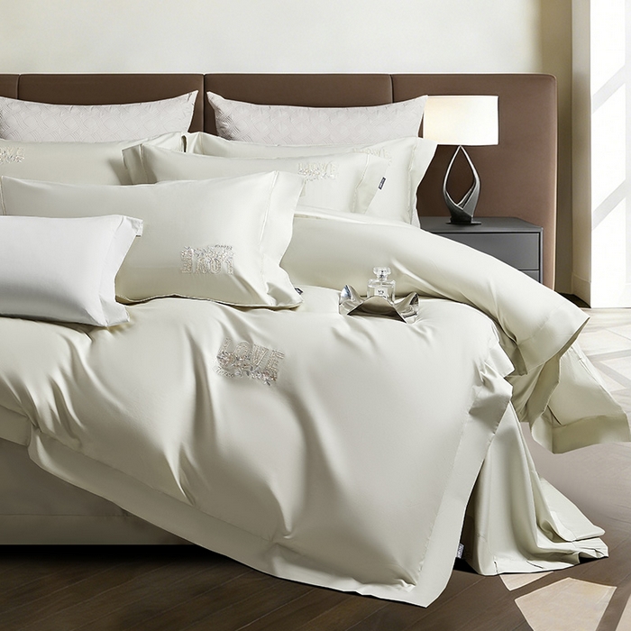 91家纺网 家纺一手货源 找家纺 （总）诗黛尔 2026春夏新款60S长绒棉刺绣雅姿系列四件套