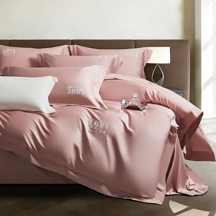 91家纺网 家纺一手货源 找家纺 （总）诗黛尔 2026春夏新款60S长绒棉刺绣雅姿系列四件套