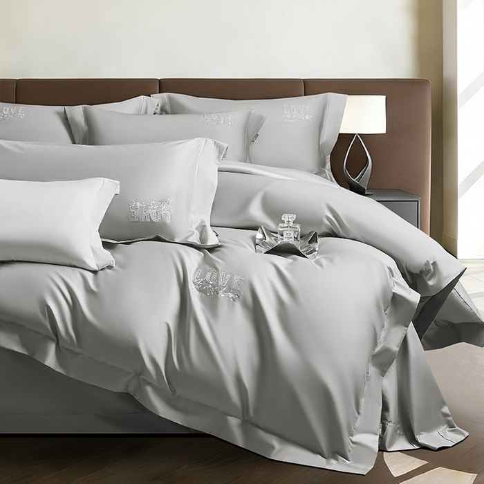 91家纺网 家纺一手货源 找家纺 （总）诗黛尔 2026春夏新款60S长绒棉刺绣雅姿系列四件套