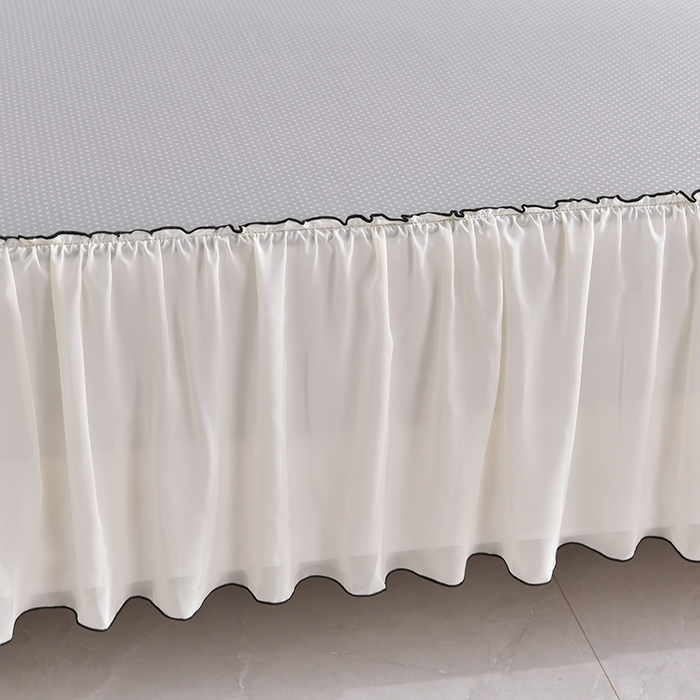 91家纺网 家纺一手货源 找家纺 小牛席业 2026新款满天星凉感冰丝席黑边床裙凉席席子系列 满天星凉感席黑边床裙款-灰色