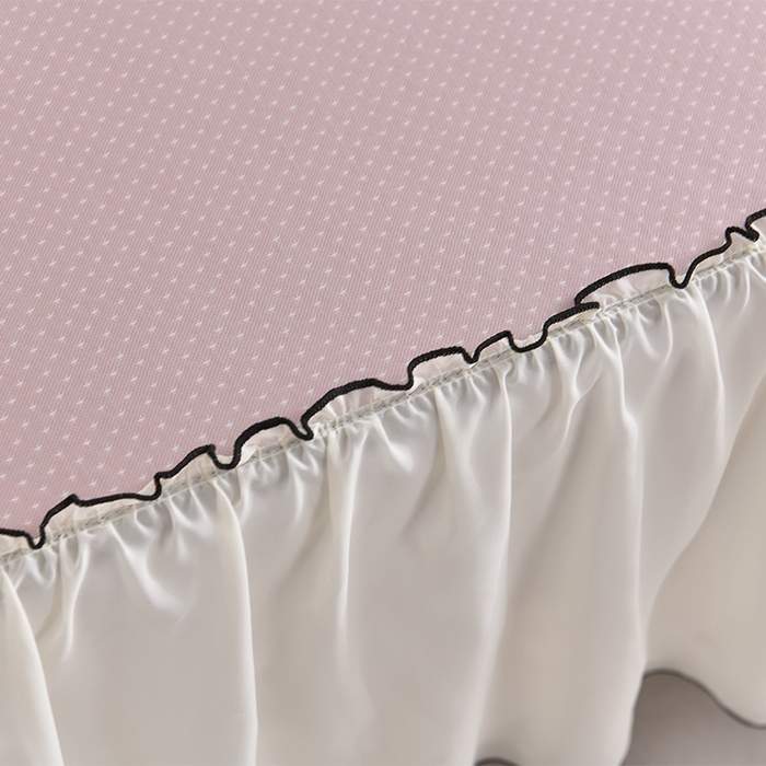 91家纺网 家纺一手货源 找家纺 小牛席业 2026新款满天星凉感冰丝席黑边床裙凉席席子系列 满天星凉感席黑边床裙款-粉色