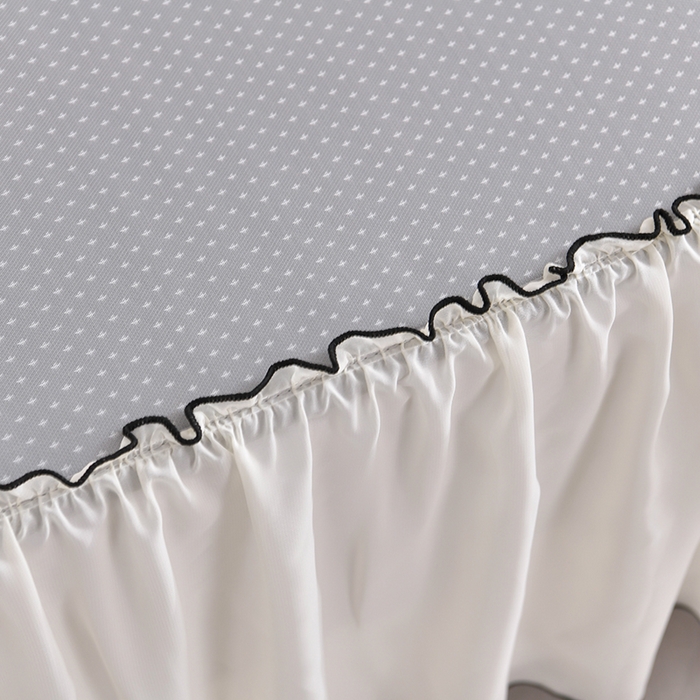 91家纺网 家纺一手货源 找家纺 小牛席业 2026新款满天星凉感冰丝席黑边床裙凉席席子系列 满天星凉感席黑边床裙款-灰色