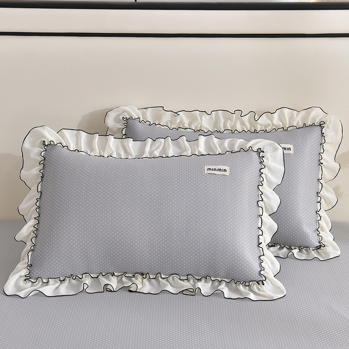 91家纺网 家纺一手货源 找家纺 小牛席业 2026新款满天星凉感冰丝席黑边床裙凉席席子系列 满天星凉感席黑边床裙款-灰色