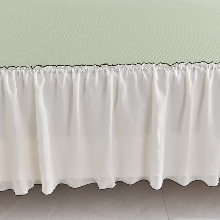 91家纺网 家纺一手货源 找家纺 小牛席业 2026新款满天星凉感冰丝席黑边床裙凉席席子系列 满天星凉感席黑边床裙款-绿色