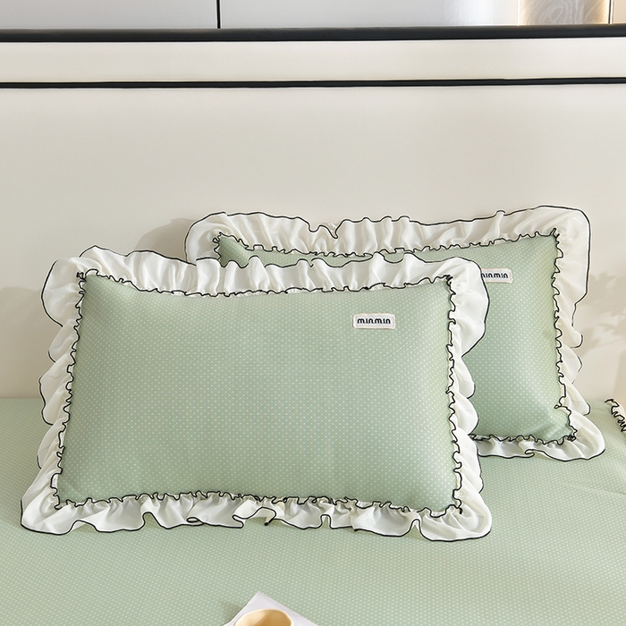 91家纺网 家纺一手货源 找家纺 小牛席业 2026新款满天星凉感冰丝席黑边床裙凉席席子系列 满天星凉感席黑边床裙款-绿色