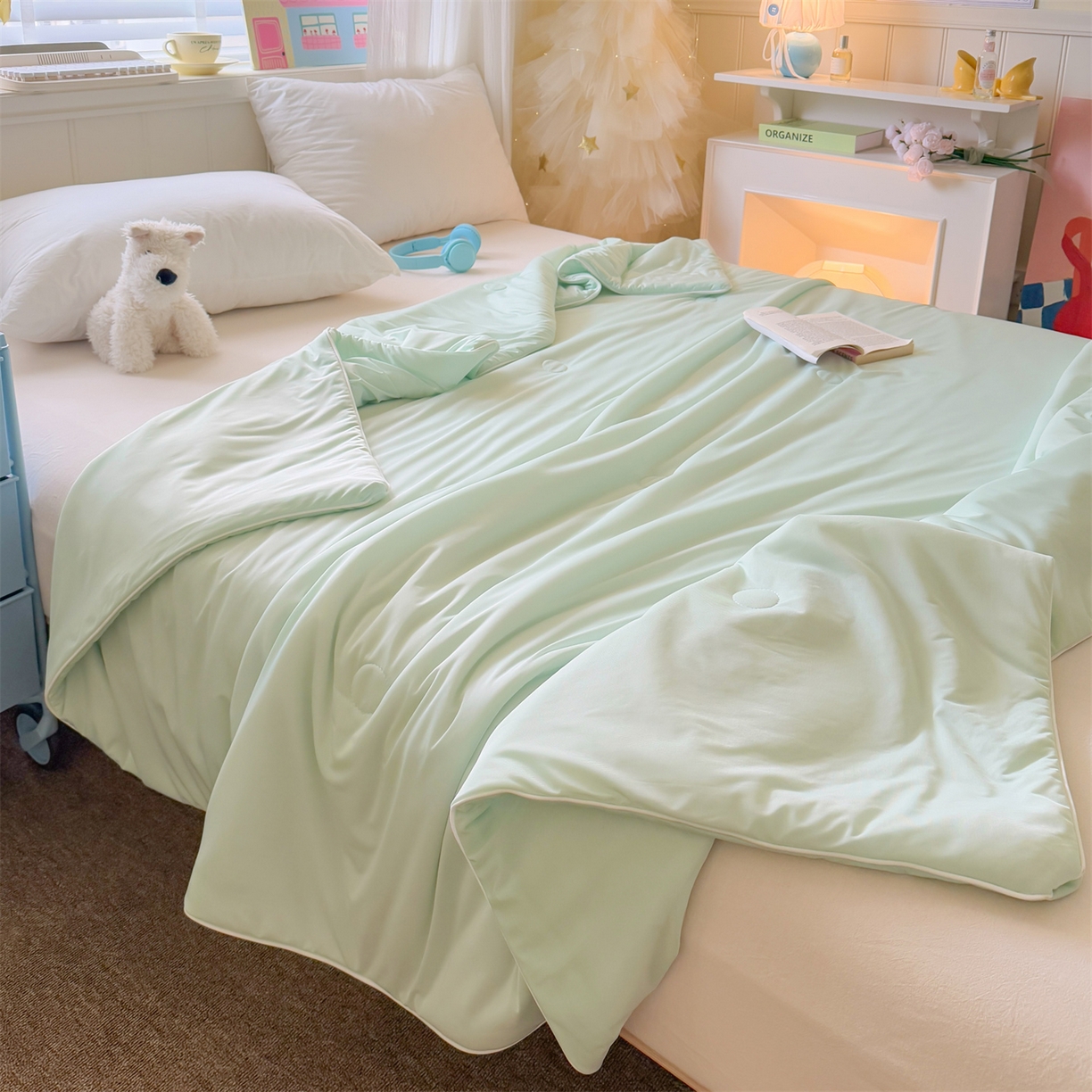 91家纺网 家纺一手货源 找家纺 （总）名兮家居 2026春夏纯色双拼A类凉感丝夏凉被