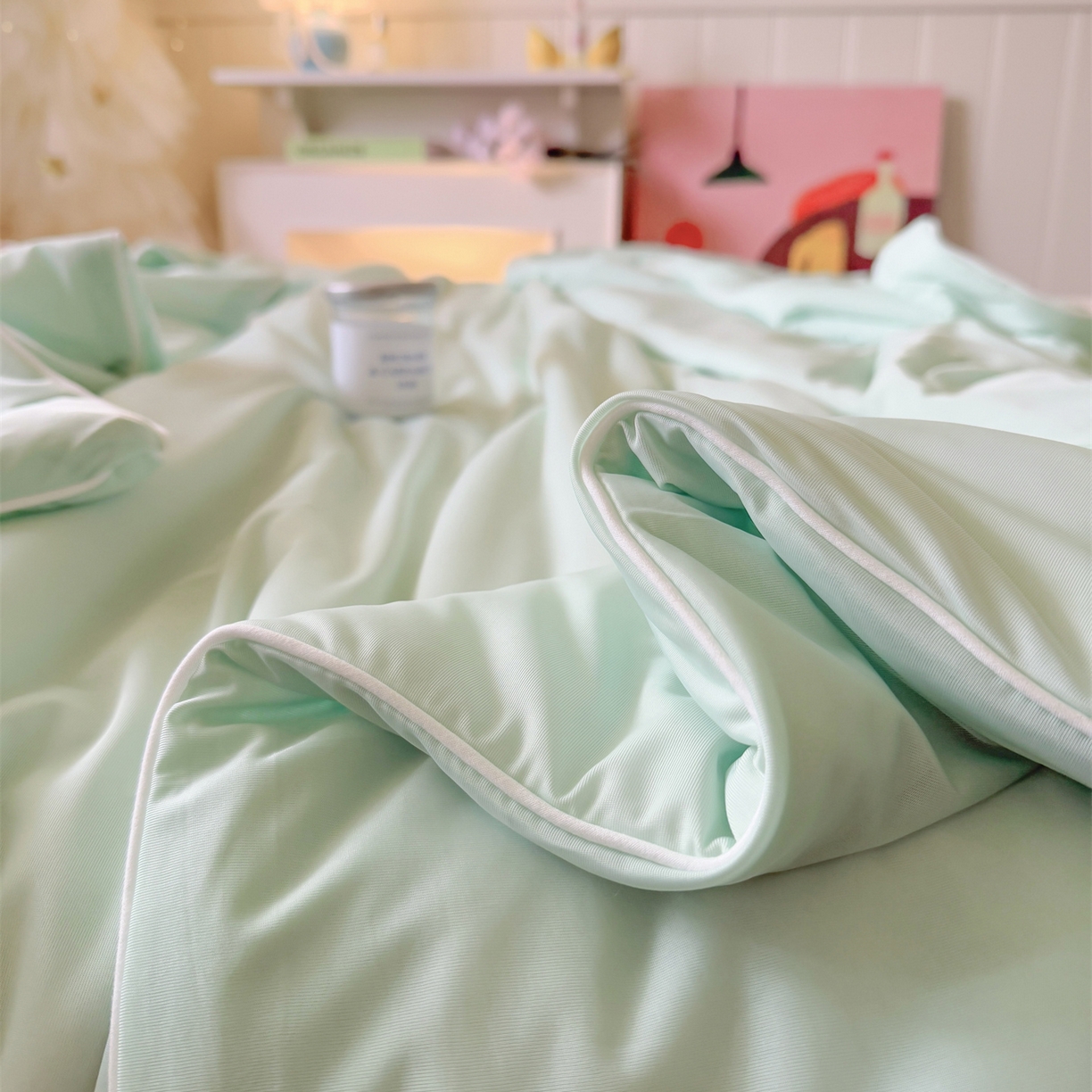 91家纺网 家纺一手货源 找家纺 （总）名兮家居 2026春夏纯色双拼A类凉感丝夏凉被