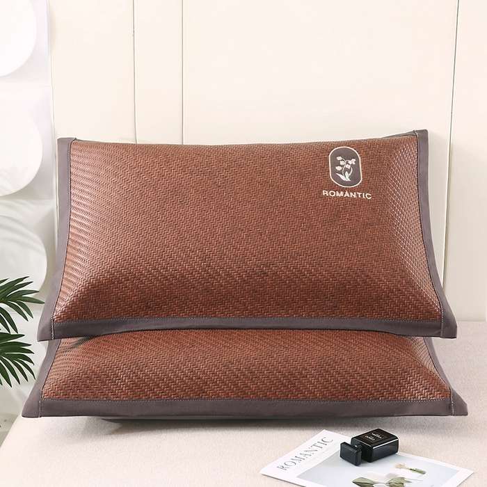 91家纺网 家纺一手货源 找家纺 小牛席业 2026新款霸王藤夏凉枕套单件枕套单品单枕套【铃兰】 霸王藤-幸运铃兰枕套（咖色）