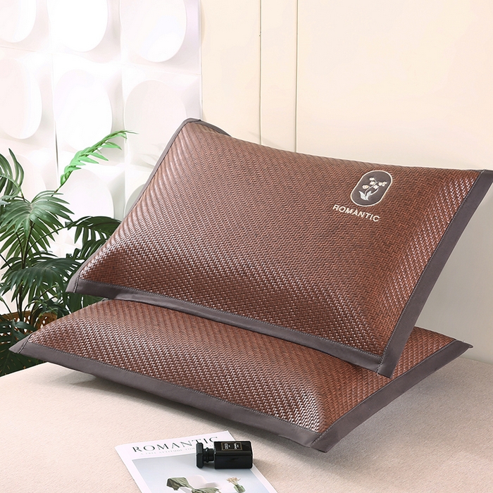 91家纺网 家纺一手货源 找家纺 小牛席业 2026新款霸王藤夏凉枕套单件枕套单品单枕套【铃兰】 霸王藤-幸运铃兰枕套（咖色）