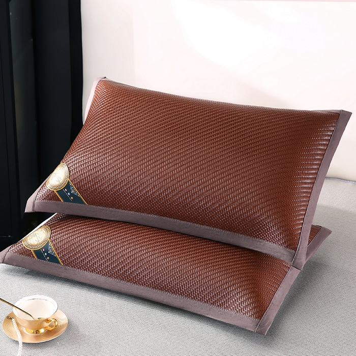91家纺网 家纺一手货源 找家纺 小牛席业 2026新款角标-PE冷感霸王藤夏凉枕套单件枕套单品单枕套系列（压花款） 咖色(压花款)