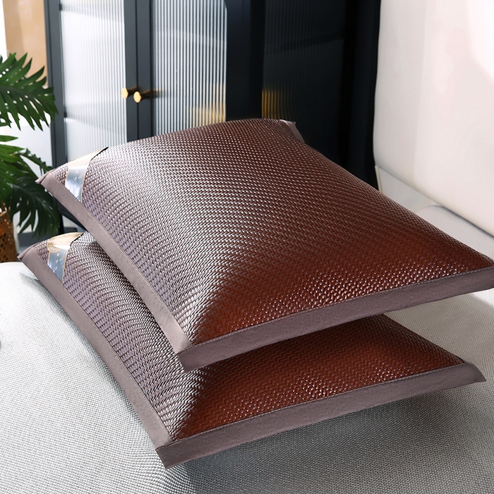 91家纺网 家纺一手货源 找家纺 小牛席业 2026新款角标-PE冷感霸王藤夏凉枕套单件枕套单品单枕套系列（压花款） 咖色(压花款)