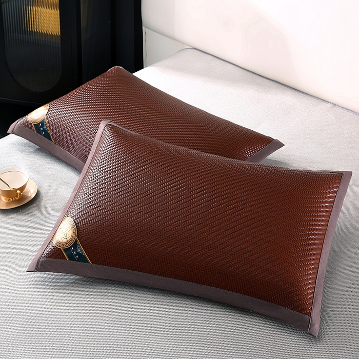 91家纺网 家纺一手货源 找家纺 小牛席业 2026新款角标-PE冷感霸王藤夏凉枕套单件枕套单品单枕套系列（压花款） 咖色(压花款)