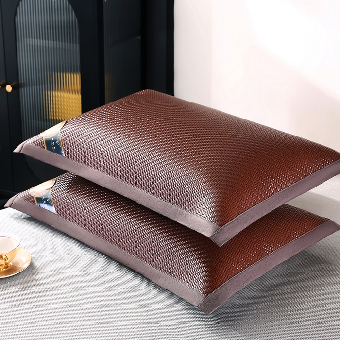 91家纺网 家纺一手货源 找家纺 小牛席业 2026新款角标-PE冷感霸王藤夏凉枕套单件枕套单品单枕套系列（压花款） 咖色(压花款)