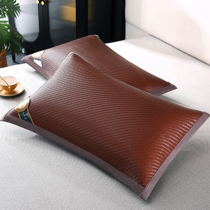 91家纺网 家纺一手货源 找家纺 小牛席业 2026新款角标-PE冷感霸王藤夏凉枕套单件枕套单品单枕套系列（压花款） 咖色(压花款)