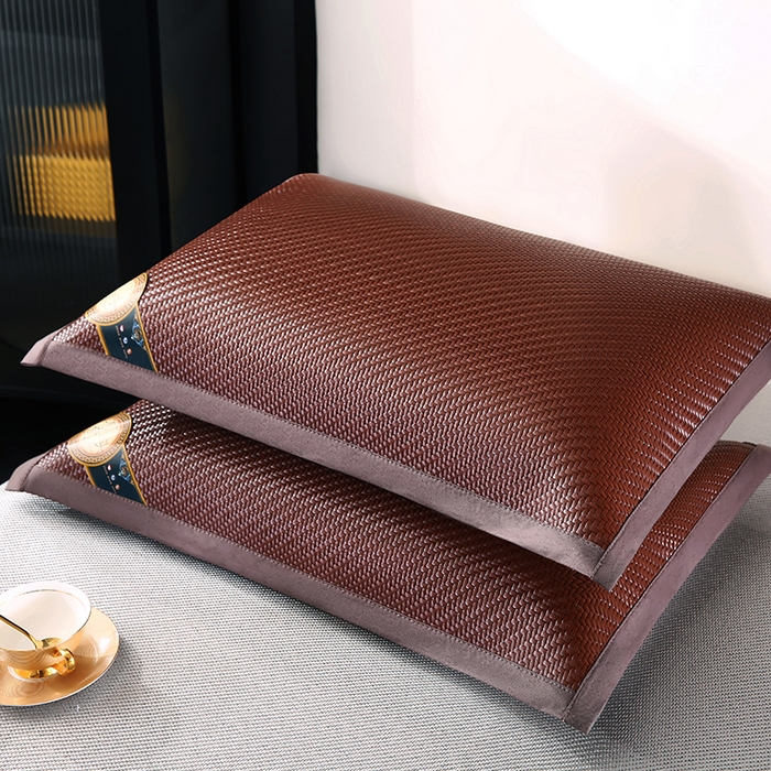 91家纺网 家纺一手货源 找家纺 小牛席业 2026新款角标-PE冷感霸王藤夏凉枕套单件枕套单品单枕套系列（压花款） 咖色(压花款)