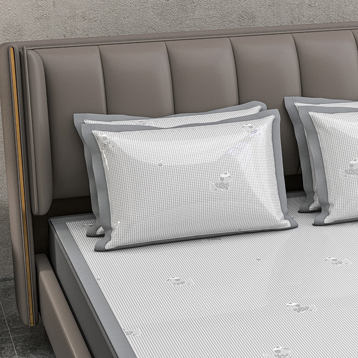 91家纺网 家纺一手货源 找家纺 （总）小牛席业 2026新款【建模风格】双PE高凉感-腊肠狗格纹提花冰丝席平铺款凉席席子藤席冰藤席