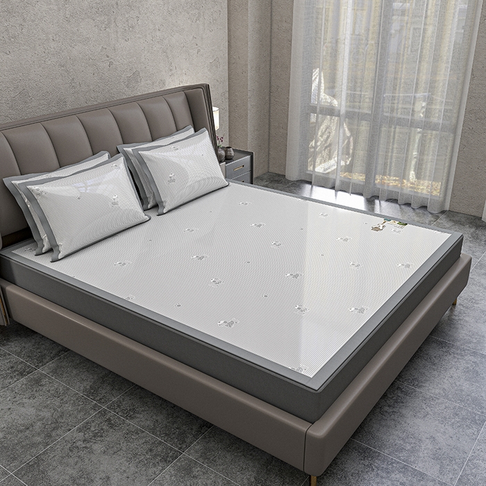 91家纺网 家纺一手货源 找家纺 （总）小牛席业 2026新款【建模风格】双PE高凉感-腊肠狗格纹提花冰丝席平铺款凉席席子藤席冰藤席