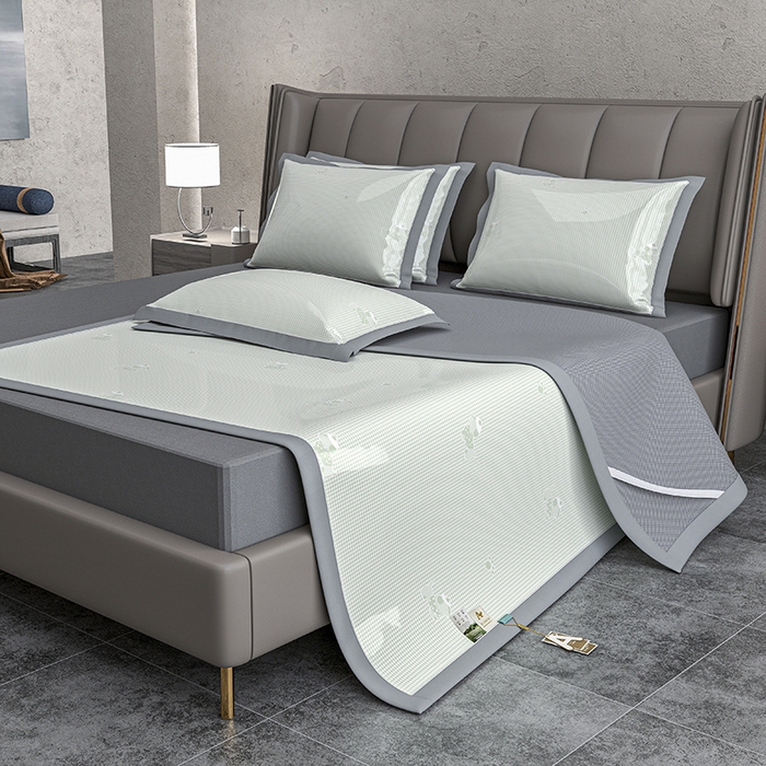 91家纺网 家纺一手货源 找家纺 小牛席业 2026新款【建模风格】双PE高凉感-腊肠狗格纹提花冰丝席平铺款凉席席子 腊肠狗格纹-抹茶