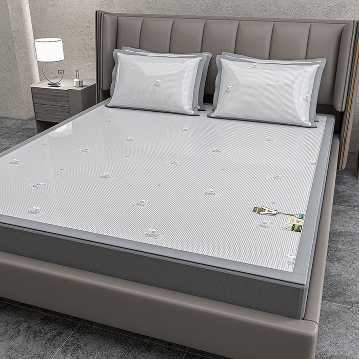 91家纺网 家纺一手货源 找家纺 （总）小牛席业 2026新款【建模风格】双PE高凉感-腊肠狗格纹提花冰丝席平铺款凉席席子藤席冰藤席