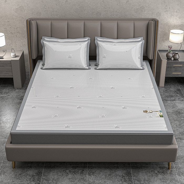 91家纺网 家纺一手货源 找家纺 （总）小牛席业 2026新款【建模风格】双PE高凉感-腊肠狗格纹提花冰丝席平铺款凉席席子藤席冰藤席