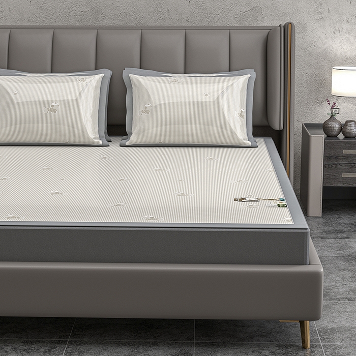 91家纺网 家纺一手货源 找家纺 小牛席业 2026新款【建模风格】双PE高凉感-腊肠狗格纹提花冰丝席平铺款凉席席子 腊肠狗格纹-香槟