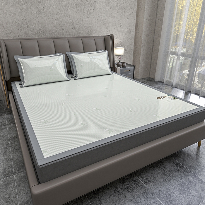 91家纺网 家纺一手货源 找家纺 小牛席业 2026新款【建模风格】双PE高凉感-腊肠狗格纹提花冰丝席平铺款凉席席子 腊肠狗格纹-抹茶