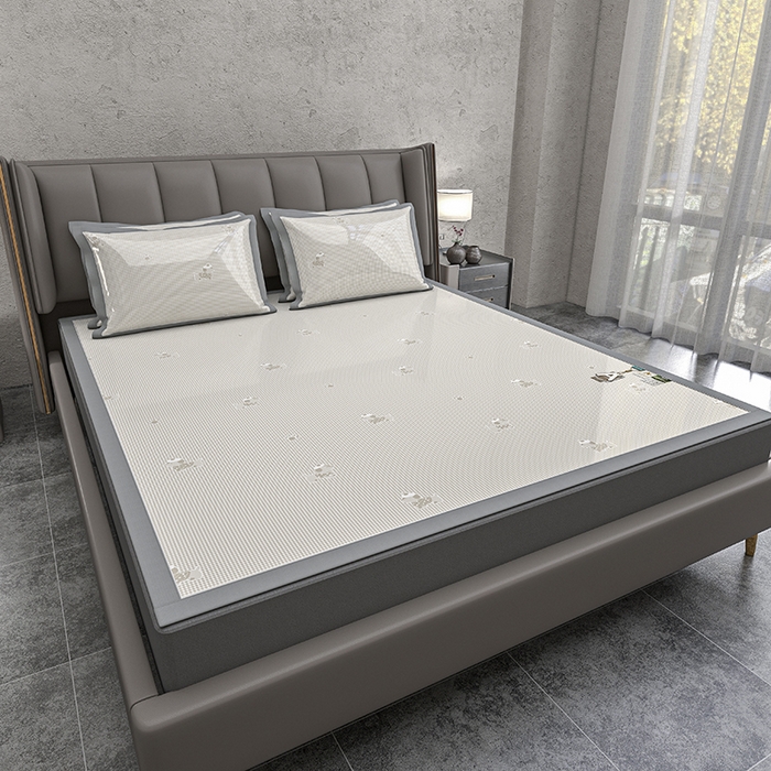 91家纺网 家纺一手货源 找家纺 小牛席业 2026新款【建模风格】双PE高凉感-腊肠狗格纹提花冰丝席平铺款凉席席子 腊肠狗格纹-香槟