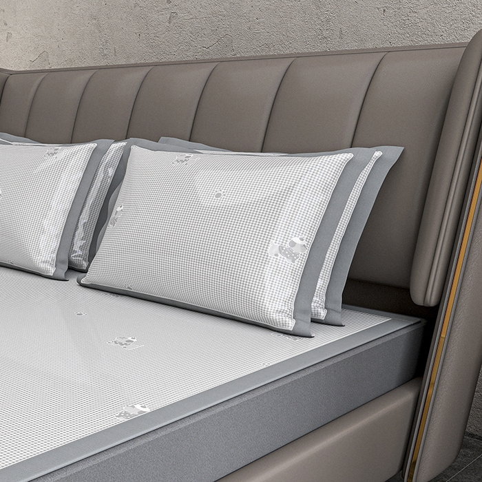 91家纺网 家纺一手货源 找家纺 小牛席业 2026新款【建模风格】双PE高凉感-腊肠狗格纹提花冰丝席平铺款凉席席子 腊肠狗格纹-灰色