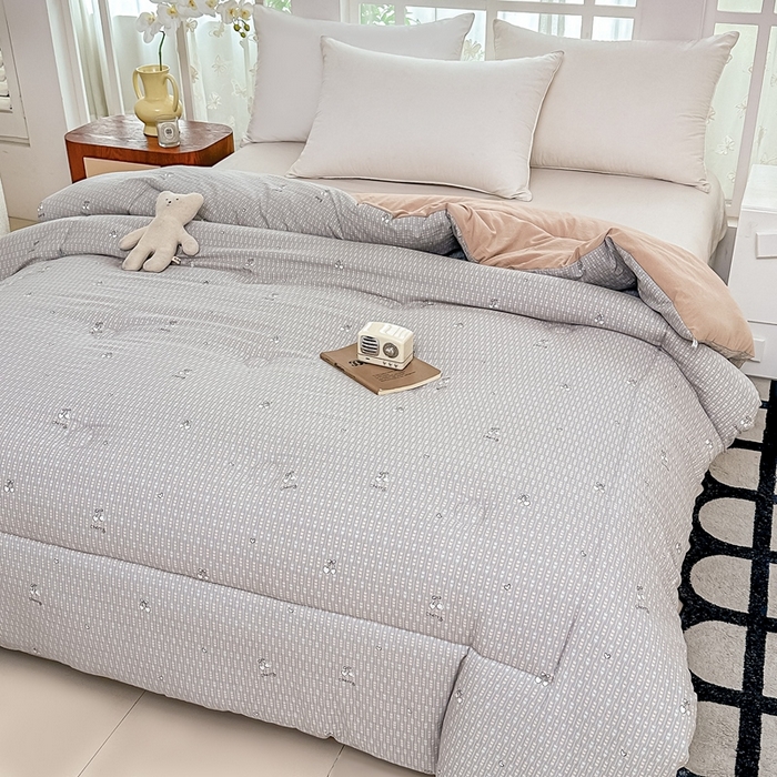 91家纺网 家纺一手货源 找家纺 好欣怡家纺 2026新款110克云柔棉被子50%新疆棉花夏被冬被被芯直播首选（含检测报告） 樱桃蝴蝶结-冬被