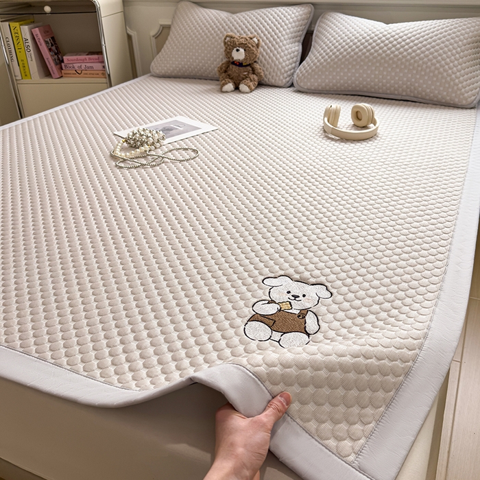 莱家富 2026新款凉感值过0.21冰丝床单单件冰豆豆凉席卡通冰丝家用单人学生宿舍上下铺 椰子灰-床铺款