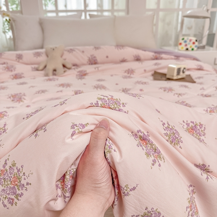 91家纺网 家纺一手货源 找家纺 好欣怡家纺 2026新款110克云柔棉被子50%新疆棉花夏被冬被被芯直播首选（含检测报告） 紫樱浅粉-冬被