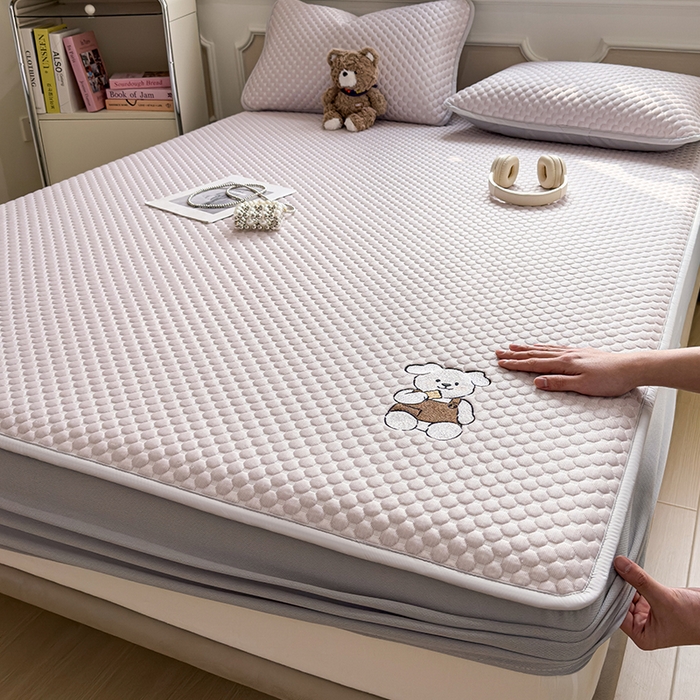 莱家富 2026新款凉感值过0.21冰丝床单单件冰豆豆凉席卡通冰丝家用单人学生宿舍上下铺 香芋紫-床笠款