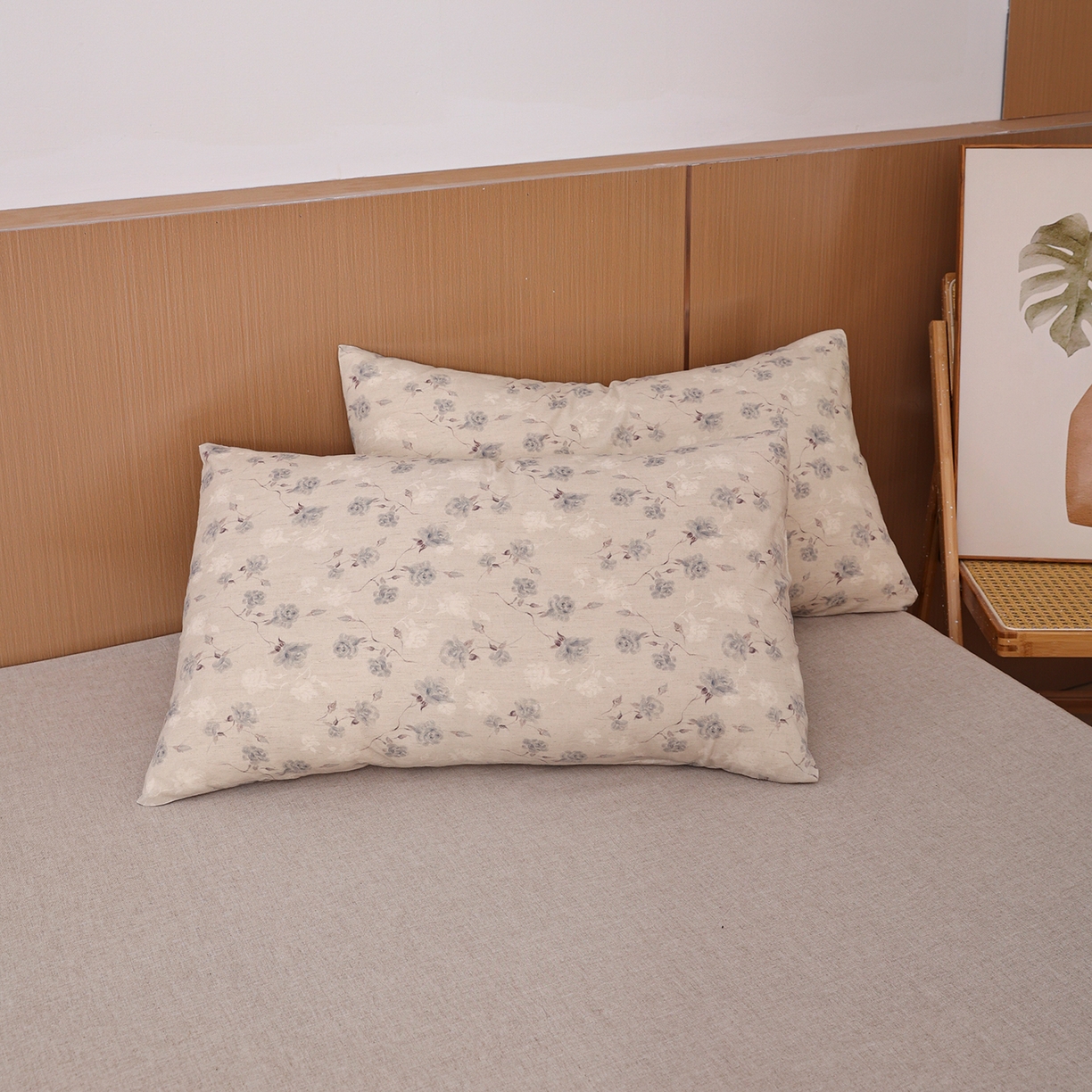 91家纺网 家纺一手货源 找家纺 尊妙被业 2026新款全棉亚麻夏被100%新疆棉夏被四件套印花款 半岛玫瑰-蓝