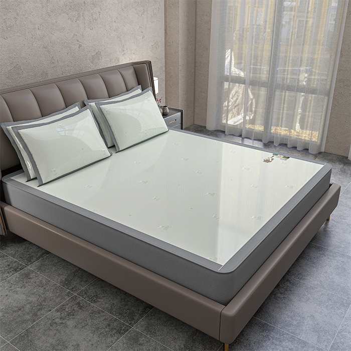 91家纺网 家纺一手货源 找家纺 小牛席业 2026新款【建模风格】双PE高凉感-腊肠狗格纹提花冰丝席床笠款凉席席子 腊肠狗格纹-抹茶