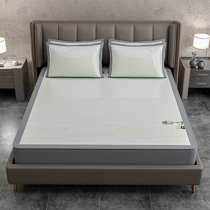 91家纺网 家纺一手货源 找家纺 小牛席业 2026新款【建模风格】双PE高凉感-腊肠狗格纹提花冰丝席床笠款凉席席子 腊肠狗格纹-抹茶