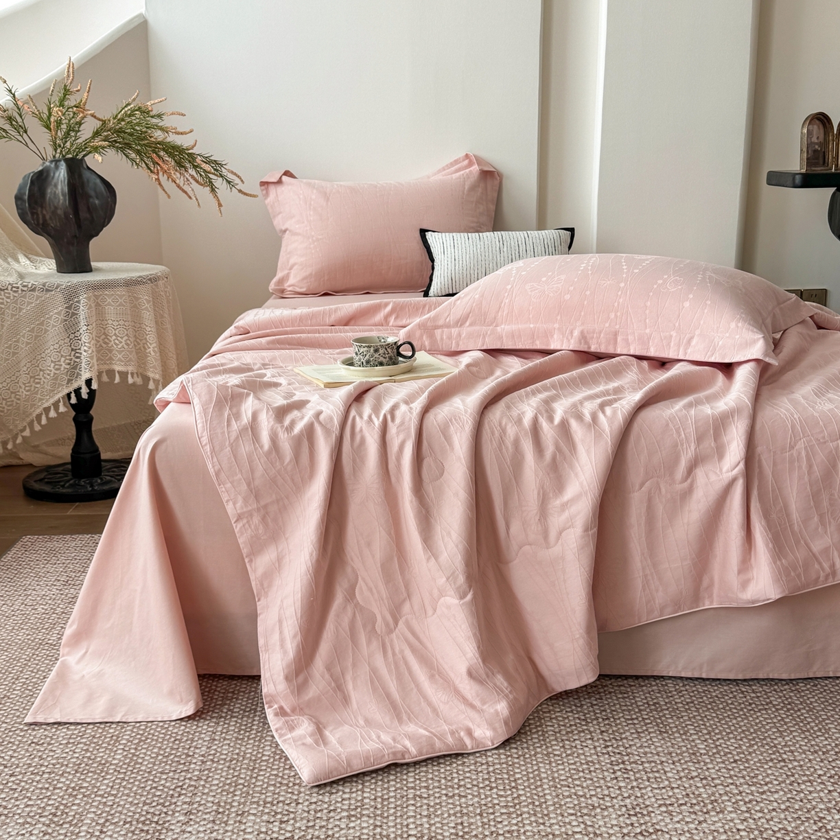 91家纺网 家纺一手货源 找家纺 （总）梵克保罗 2026春夏新款全棉60S长绒棉立体厚织提花夏被四件套单夏被枕套夏凉被空调被