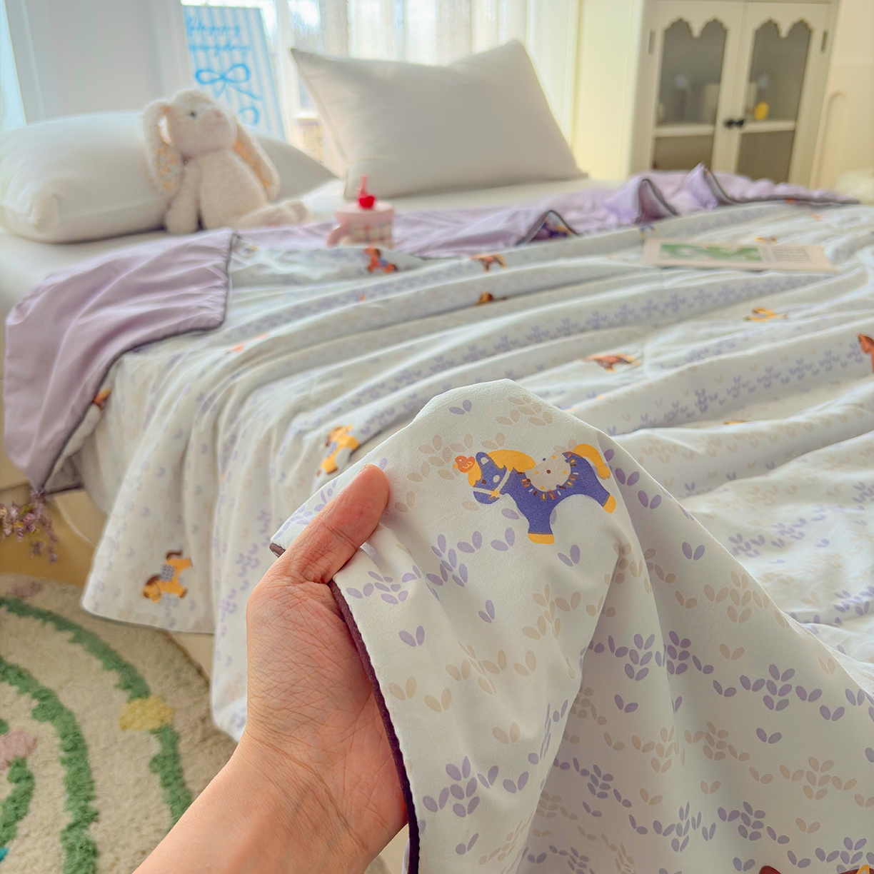 91家纺网 家纺一手货源 找家纺 宜梦家居 2026新款水洗棉皱皱纱夏被夏凉被空调被 马到成功