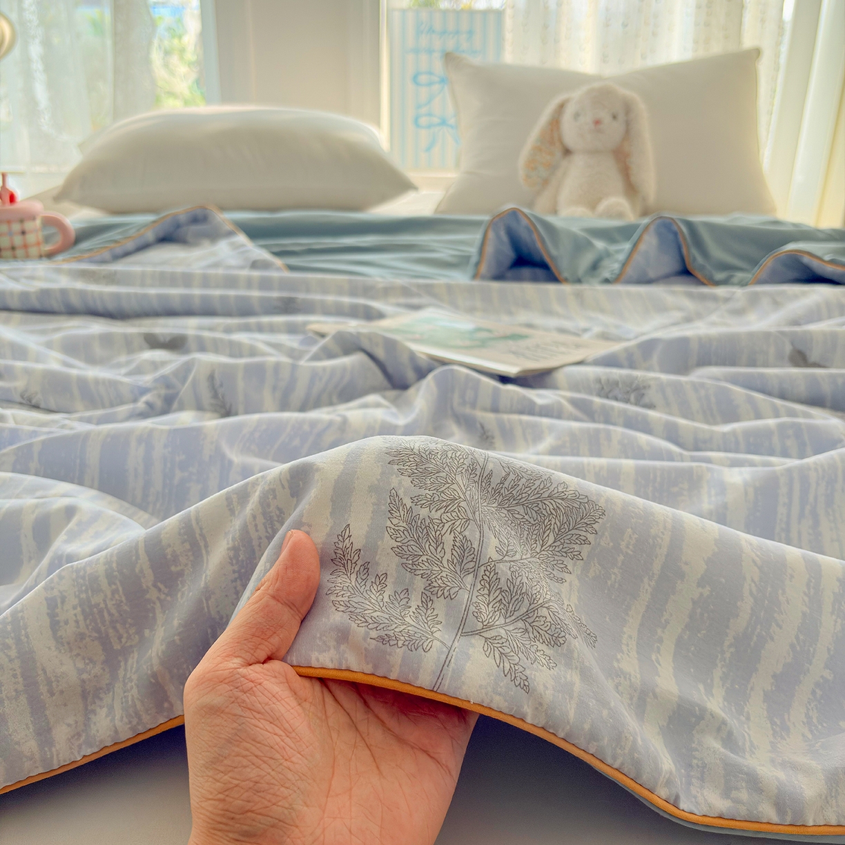 91家纺网 家纺一手货源 找家纺 宜梦家居 2026新款水洗棉皱皱纱夏被夏凉被空调被 疏蜜有志