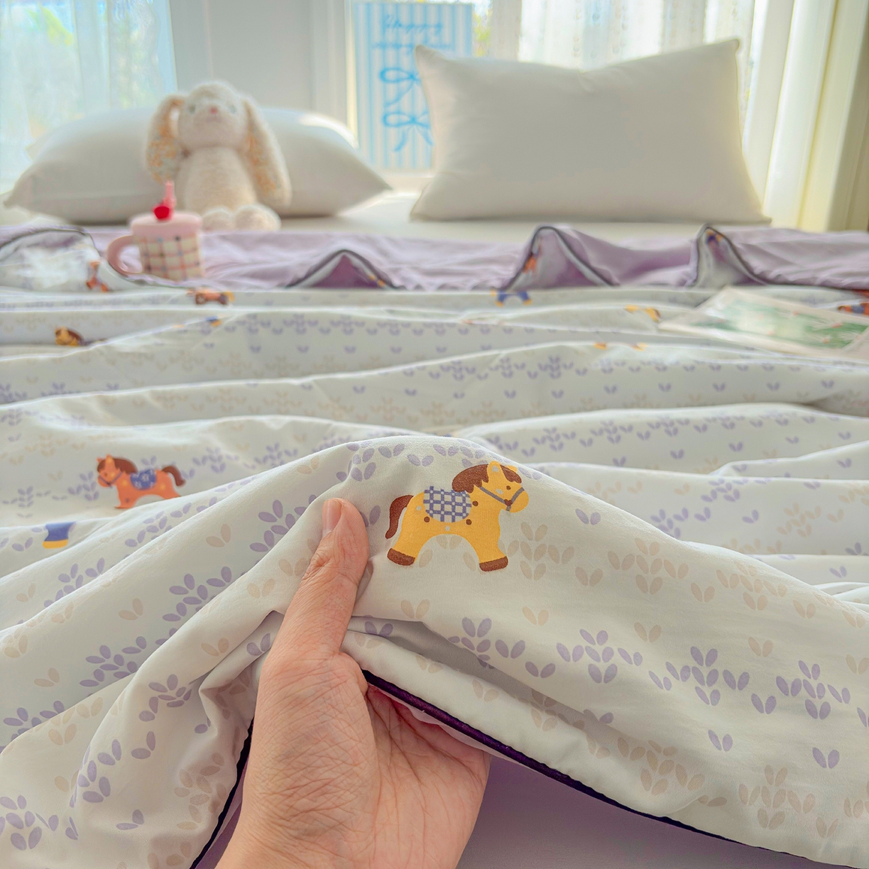 91家纺网 家纺一手货源 找家纺 宜梦家居 2026新款水洗棉皱皱纱夏被夏凉被空调被 马到成功