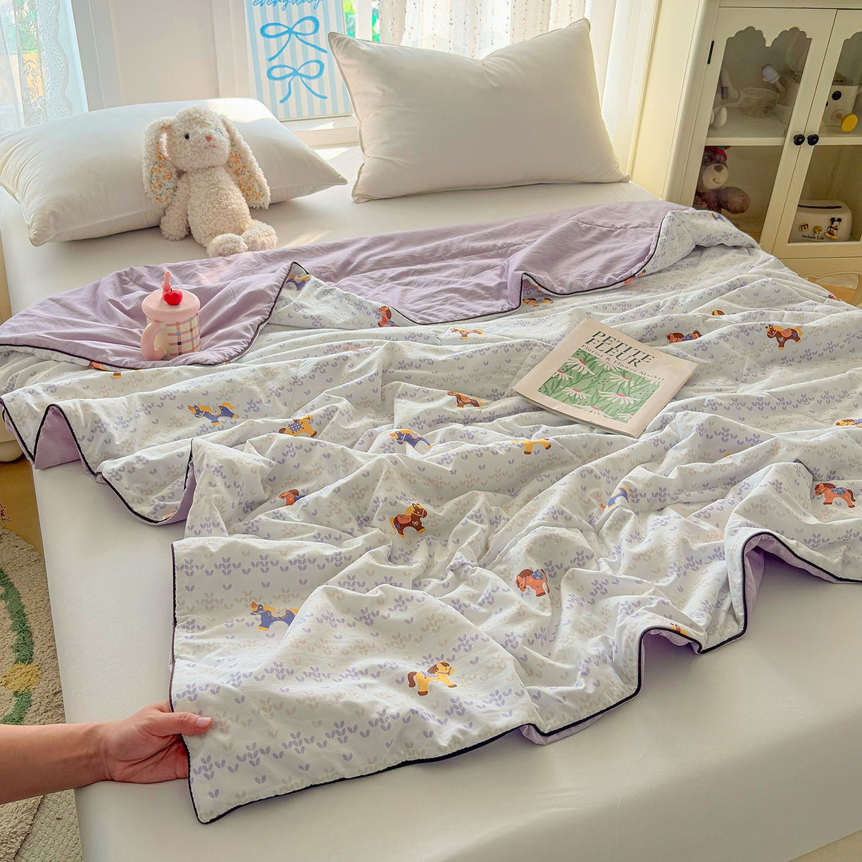 91家纺网 家纺一手货源 找家纺 宜梦家居 2026新款水洗棉皱皱纱夏被夏凉被空调被 马到成功