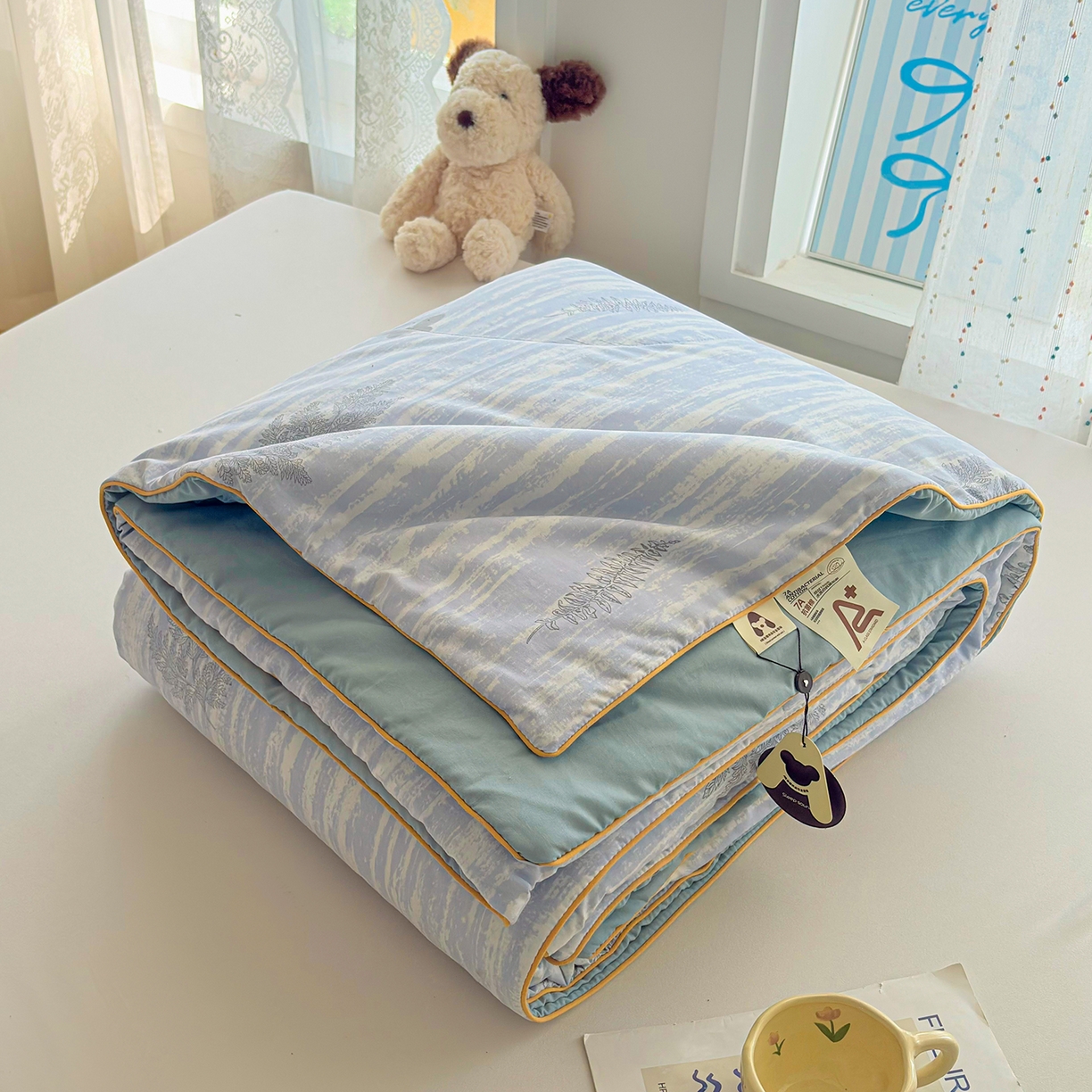 91家纺网 家纺一手货源 找家纺 宜梦家居 2026新款水洗棉皱皱纱夏被夏凉被空调被 疏蜜有志