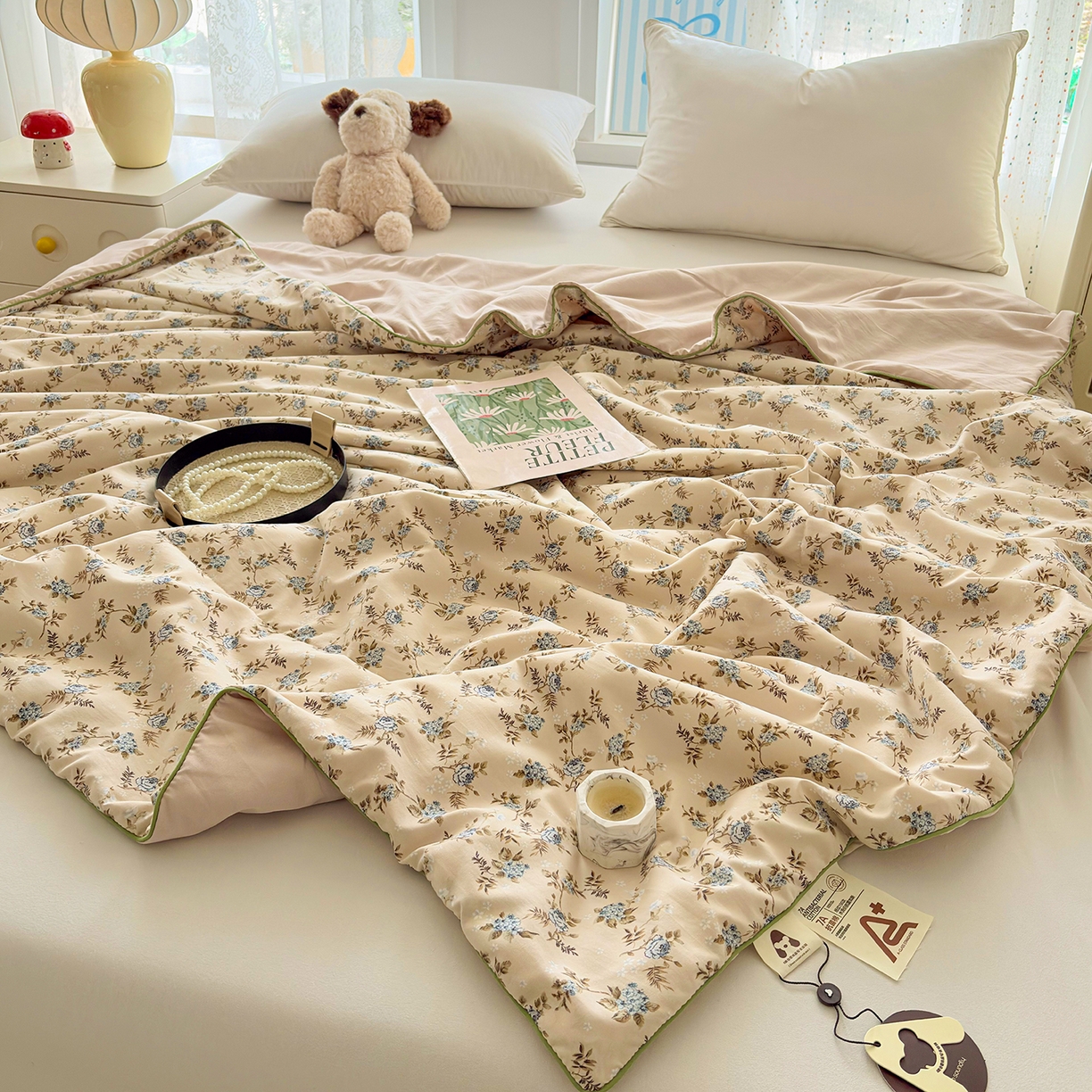 91家纺网 家纺一手货源 找家纺 宜梦家居 2026新款水洗棉皱皱纱夏被夏凉被空调被 花色娇美