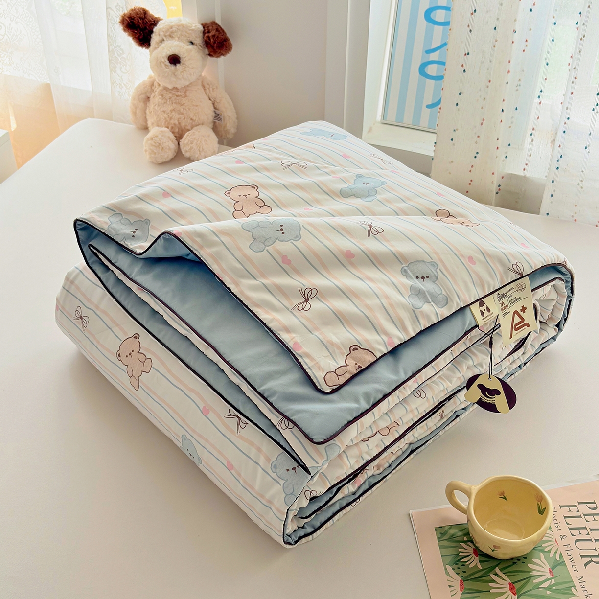 91家纺网 家纺一手货源 找家纺 宜梦家居 2026新款水洗棉皱皱纱夏被夏凉被空调被 甜美可爱