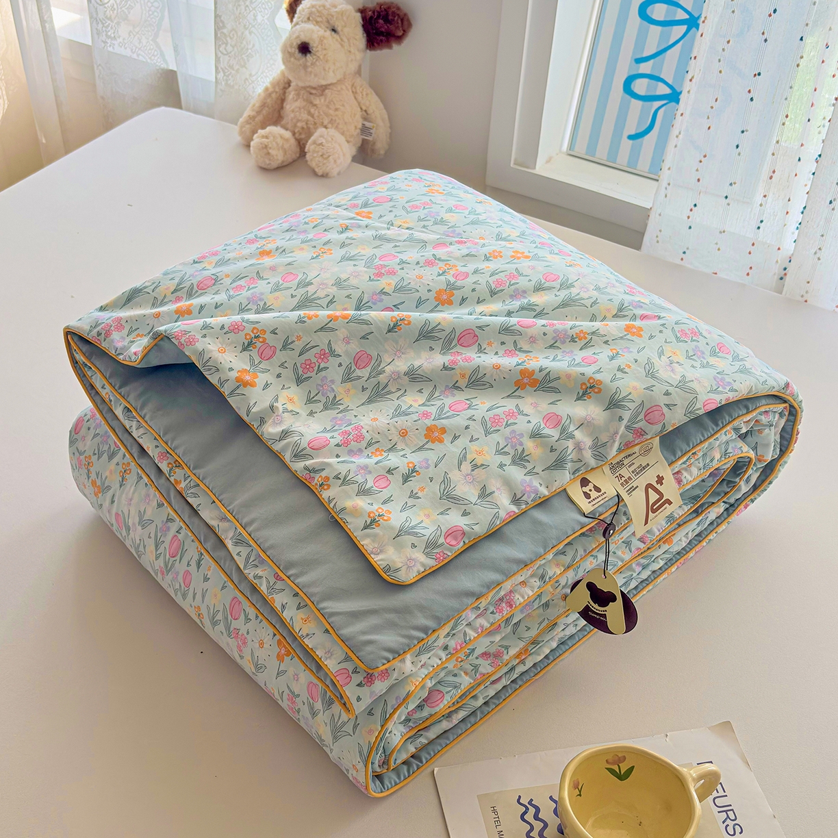 91家纺网 家纺一手货源 找家纺 宜梦家居 2026新款水洗棉皱皱纱夏被夏凉被空调被 国色天香