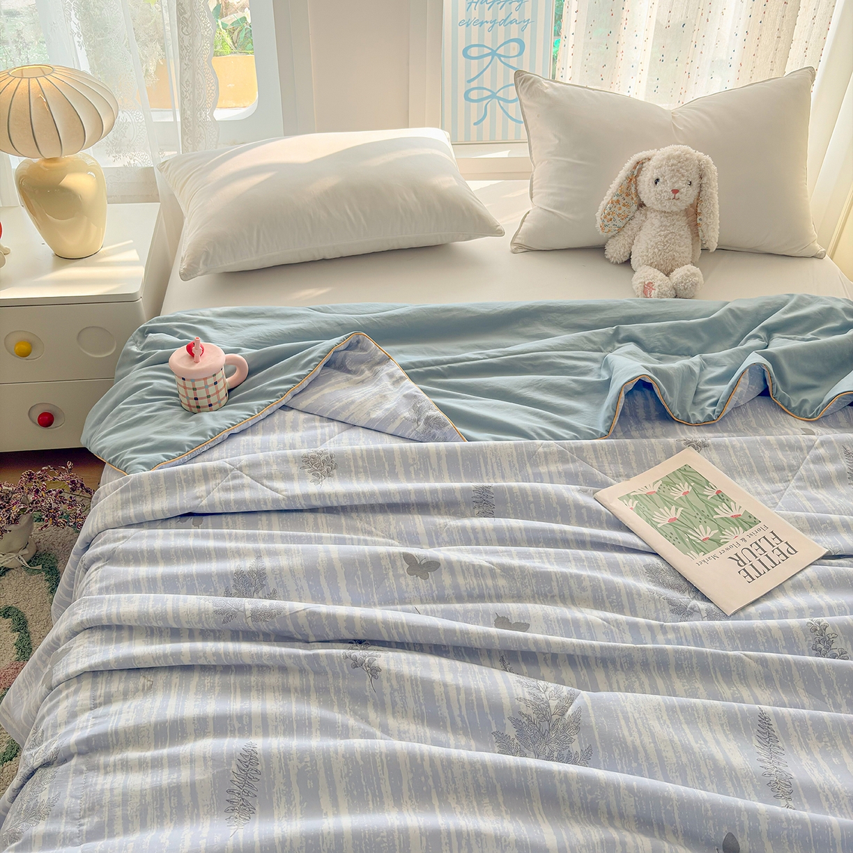 91家纺网 家纺一手货源 找家纺 宜梦家居 2026新款水洗棉皱皱纱夏被夏凉被空调被 疏蜜有志