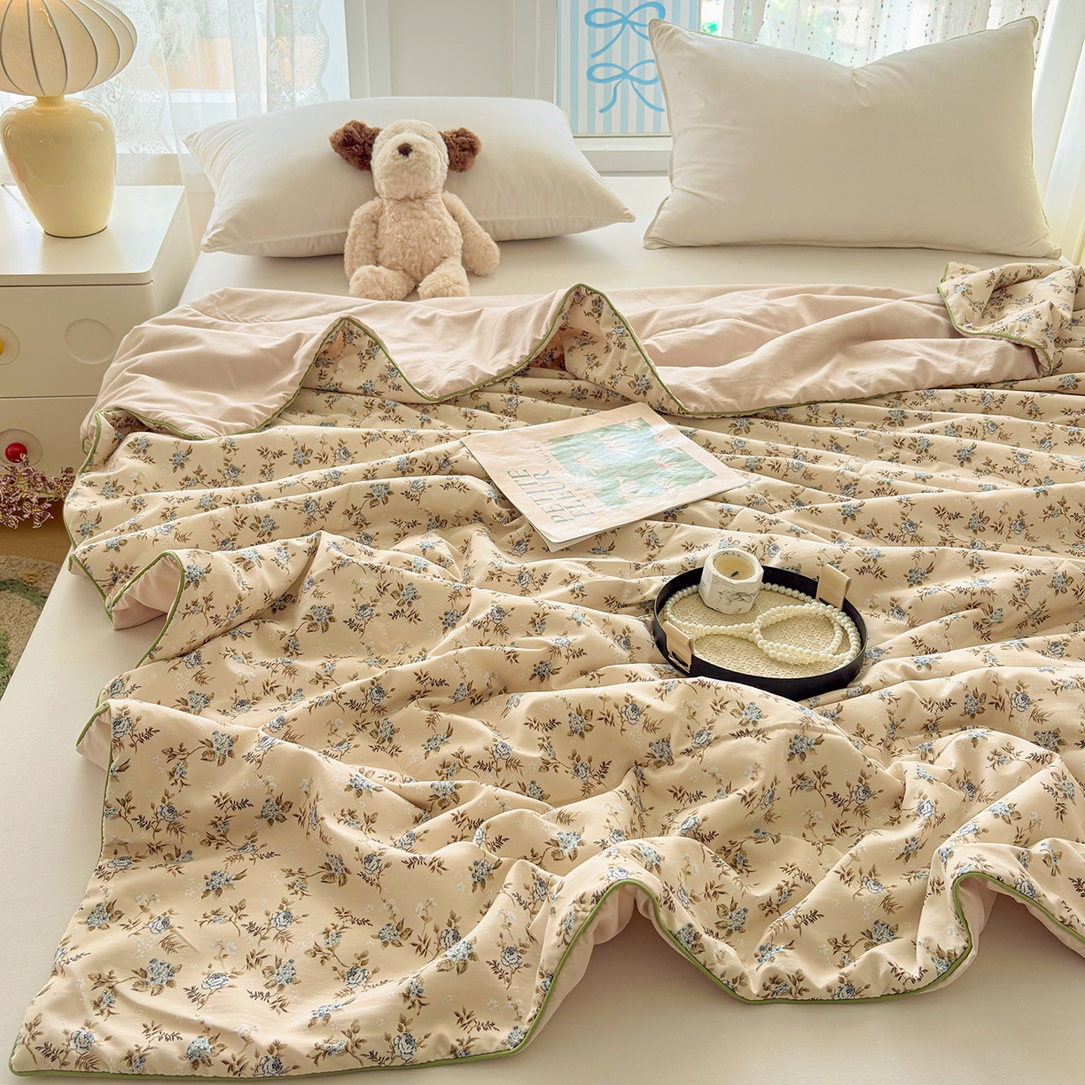 91家纺网 家纺一手货源 找家纺 宜梦家居 2026新款水洗棉皱皱纱夏被夏凉被空调被 花色娇美