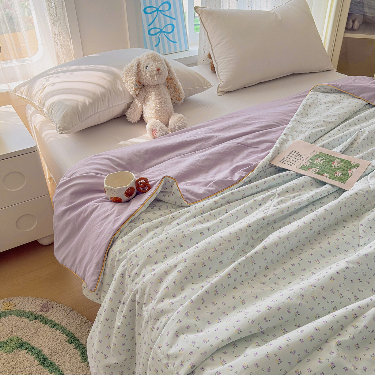 91家纺网 家纺一手货源 找家纺 宜梦家居 2026新款水洗棉皱皱纱夏被夏凉被空调被 温柔浪漫