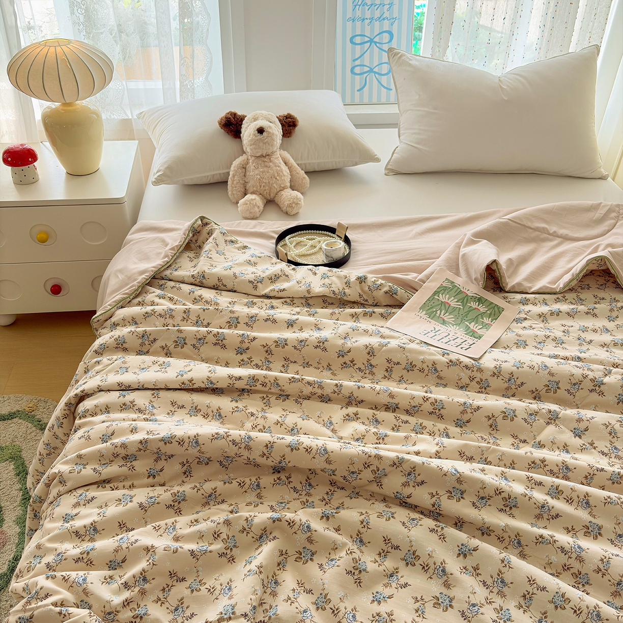 91家纺网 家纺一手货源 找家纺 宜梦家居 2026新款水洗棉皱皱纱夏被夏凉被空调被 花色娇美