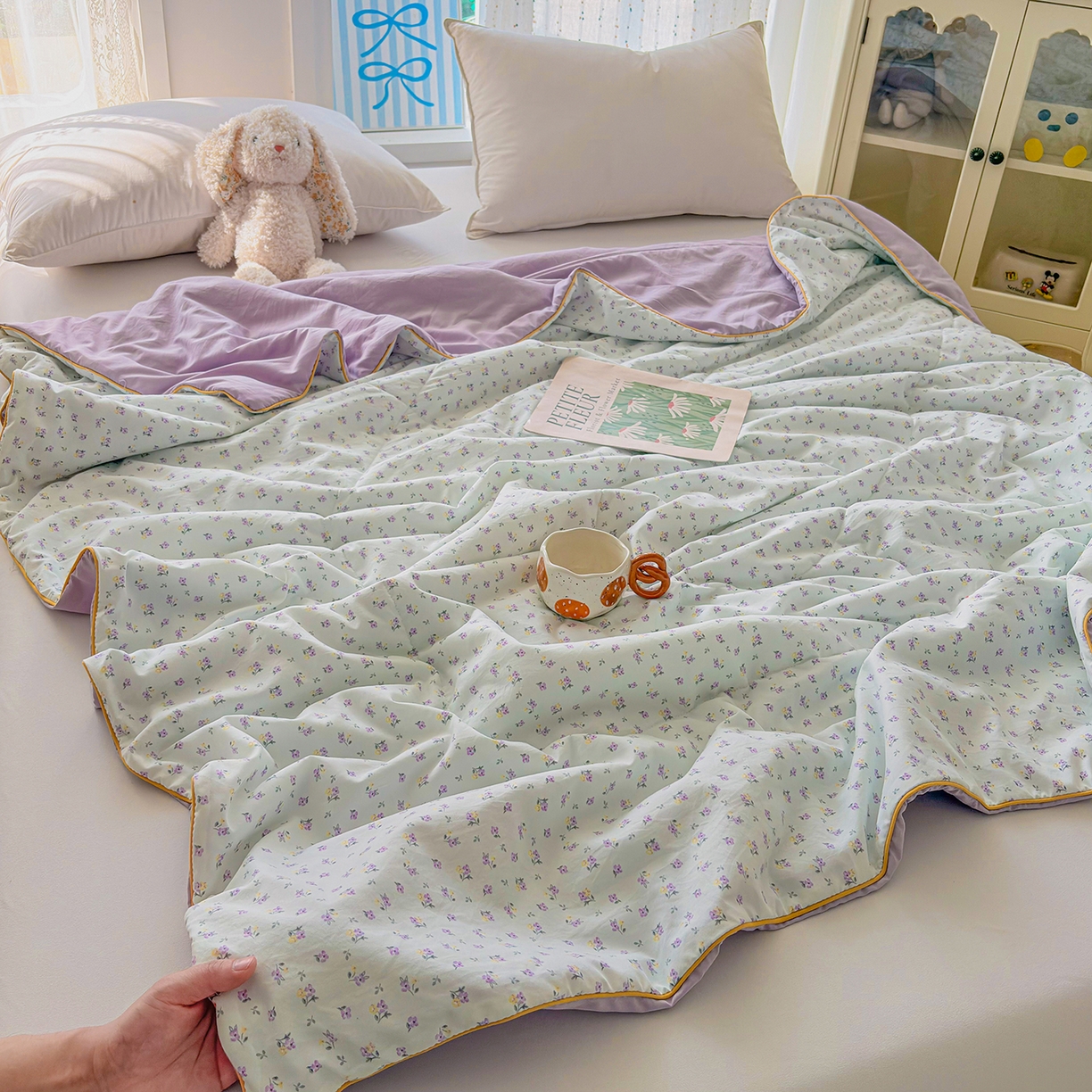 91家纺网 家纺一手货源 找家纺 宜梦家居 2026新款水洗棉皱皱纱夏被夏凉被空调被 温柔浪漫